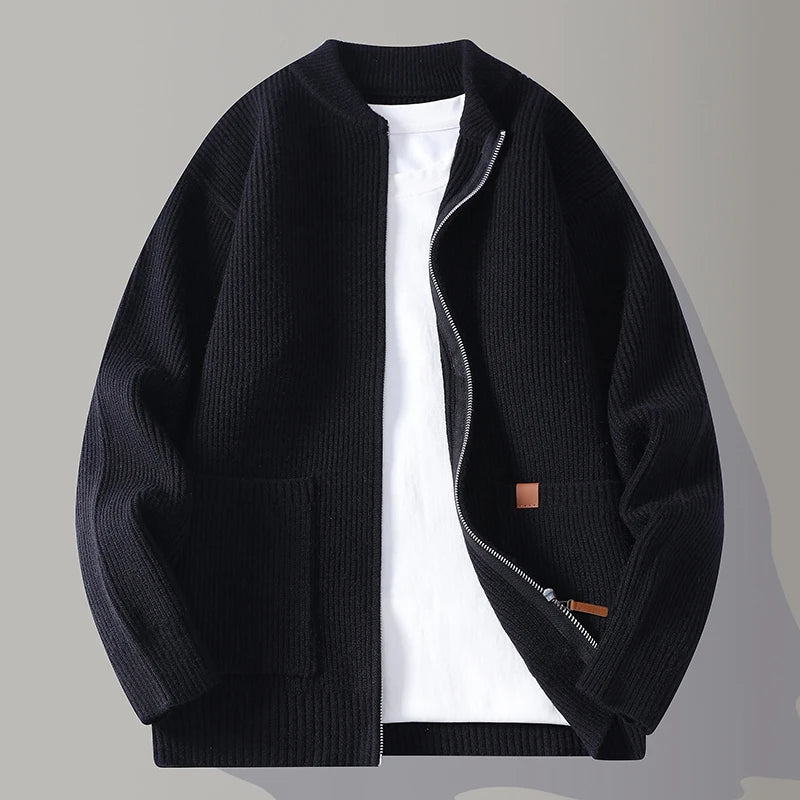 Rückansicht der gerippten Damen-Strickjacke