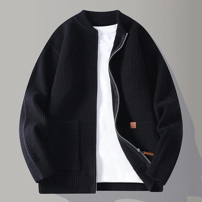Rückansicht der gerippten Damen-Strickjacke