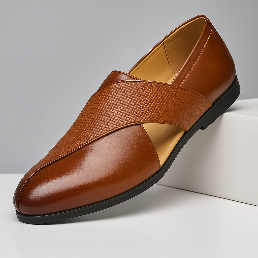 Leder Loafer Mit Gewebten Überkreuzriemen