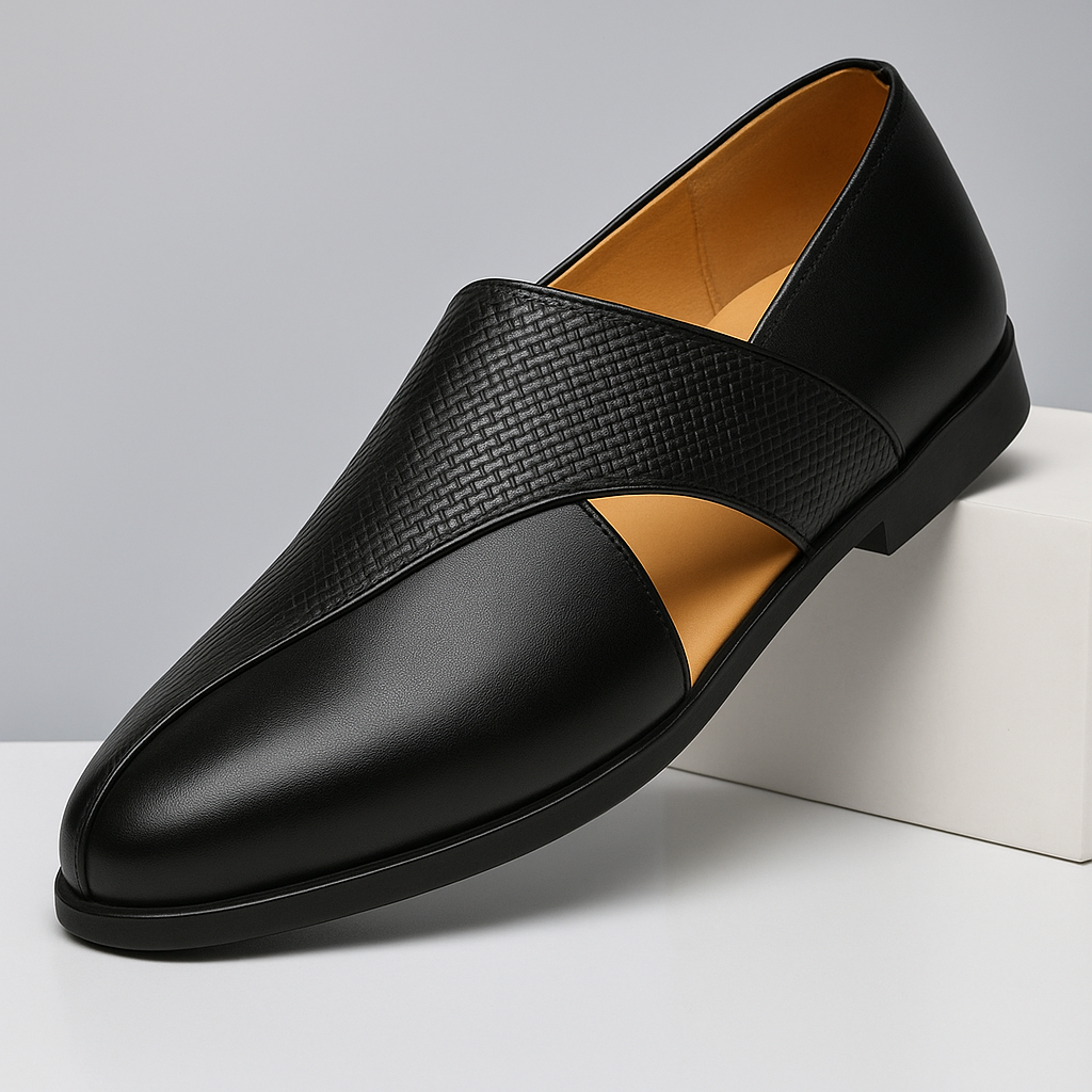 Leder Loafer Mit Gewebten Überkreuzriemen