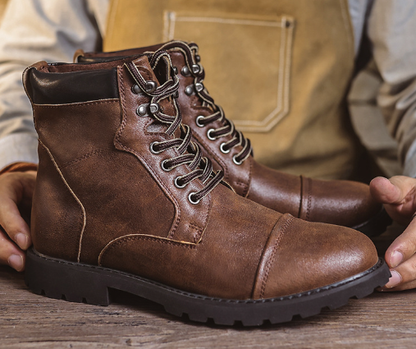 Herren Stiefel Aus Leder Klassischer Look Braun