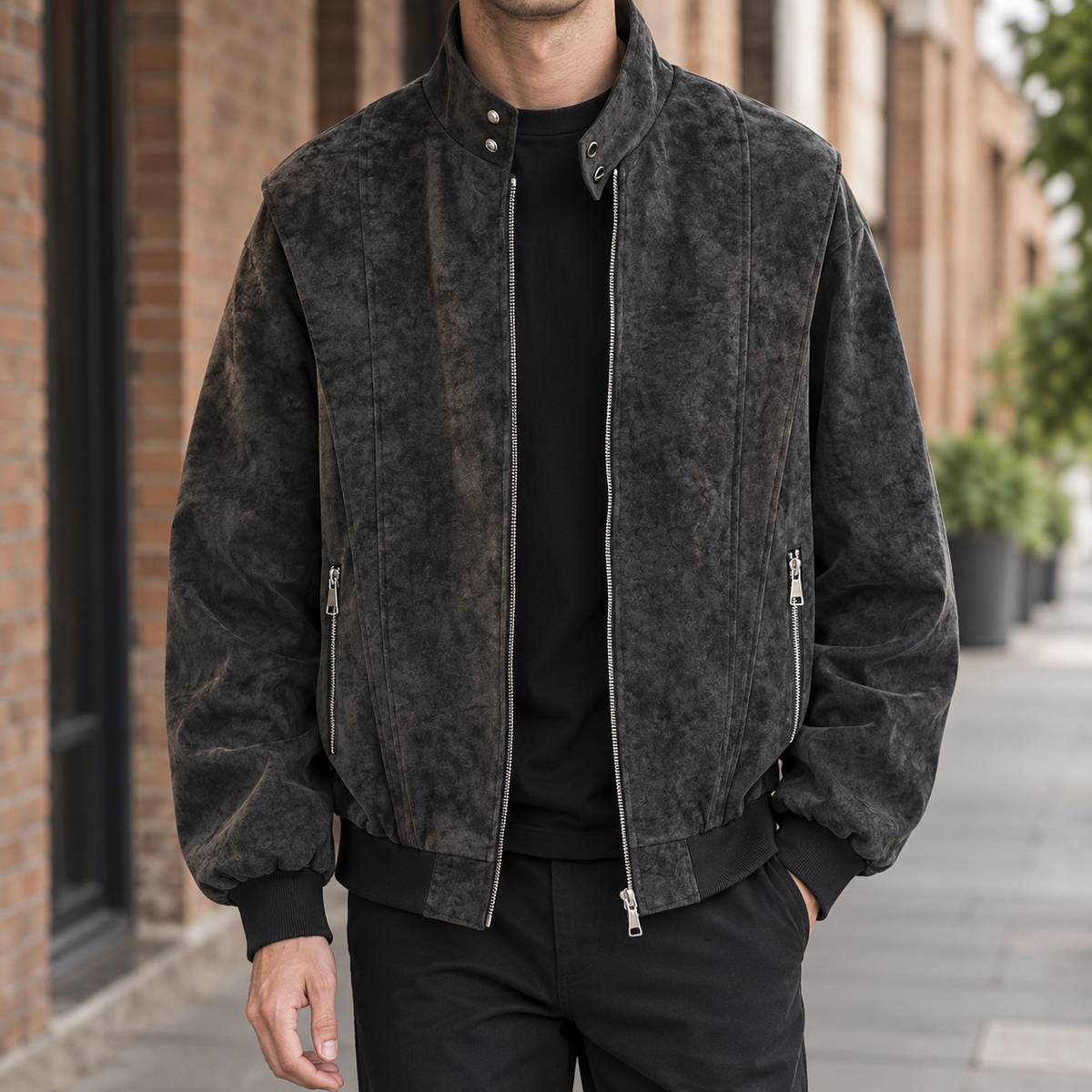 Herren-Stehkragenjacke mit relaxter Passform für lässige Alltagslooks
