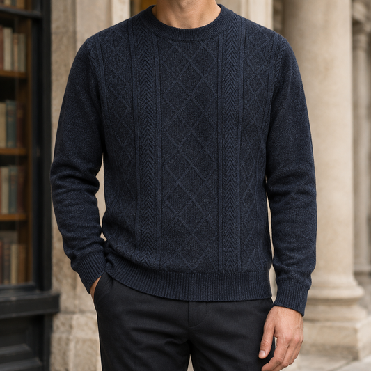 Strukturierter Herren-Strickpullover mit markantem Rautenmuster