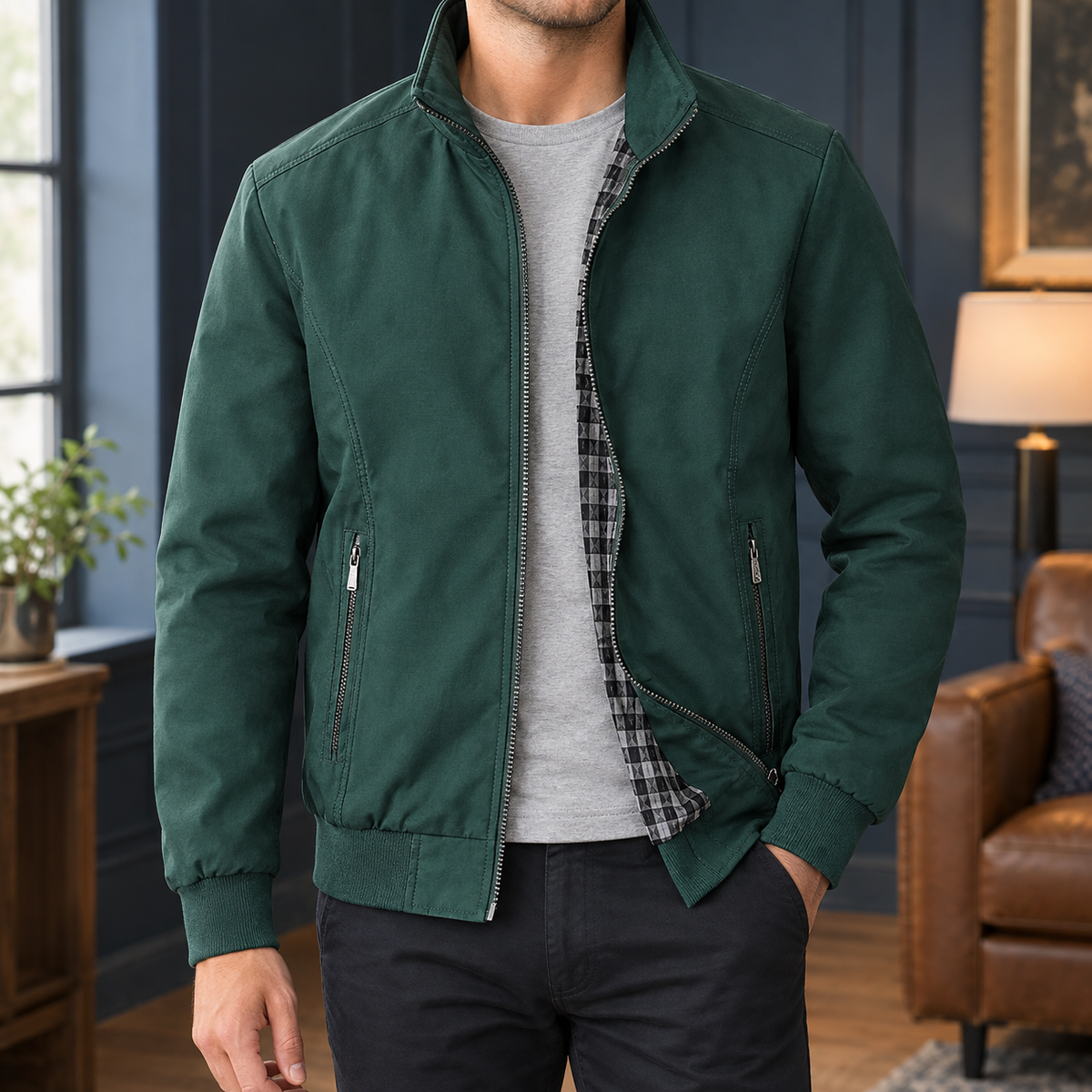 Reißverschlussjacke Mit Stehkragen Aus Webstoff