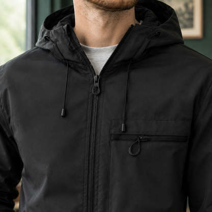 Herren-Kapuzenjacke mit geschlossenem Reißverschluss