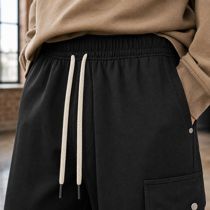 Herren-Cargohose mit verstellbarem Kordelzug am Bund
