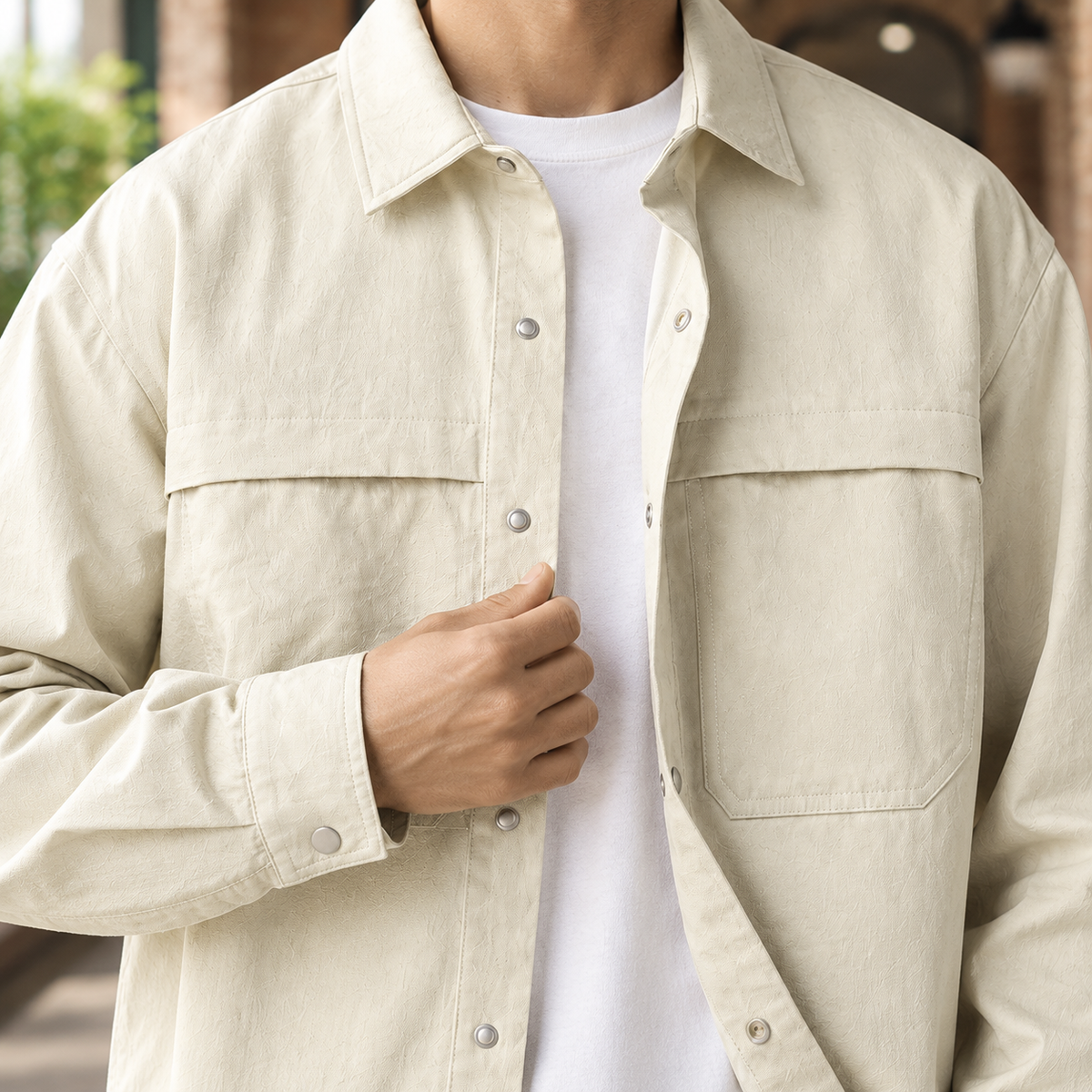 Herren-Utility-Overshirt mit praktischen Brusttaschen und Knopfleiste
