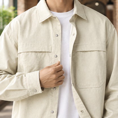 Herren-Utility-Overshirt mit praktischen Brusttaschen und Knopfleiste