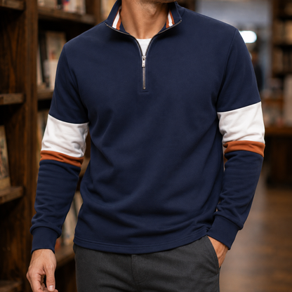Herrenpullover mit klassischem Ausschnitt und praktischem Viertelreißverschluss