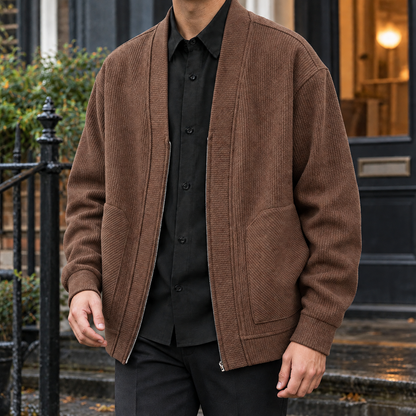 Rippstrickjacke mit Reißverschluss als vielseitige Ergänzung für lässige Outfits