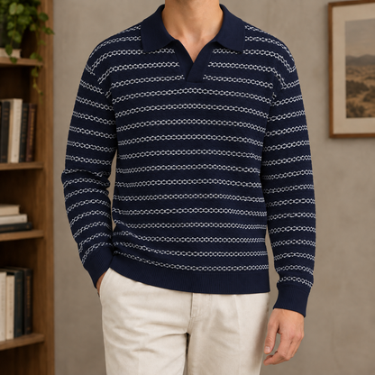 Poloshirt Aus Leinenmischstrick Mit Offenem Kragen