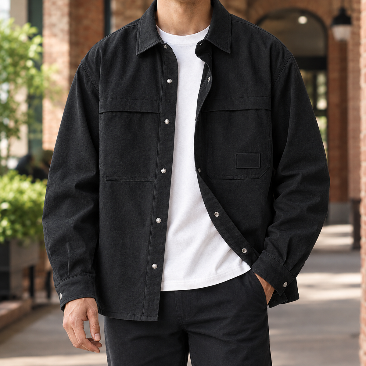 Utility Overshirt in Soft Woven Fabric