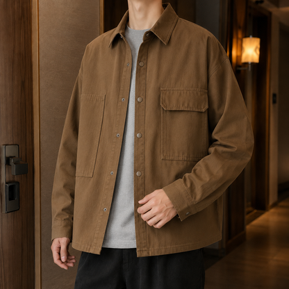 Utility Jacke Aus Baumwollmischung Mit Asymmetrischen Taschen