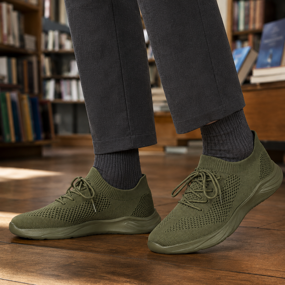 Rückansicht der Sneaker mit gestricktem Schaft