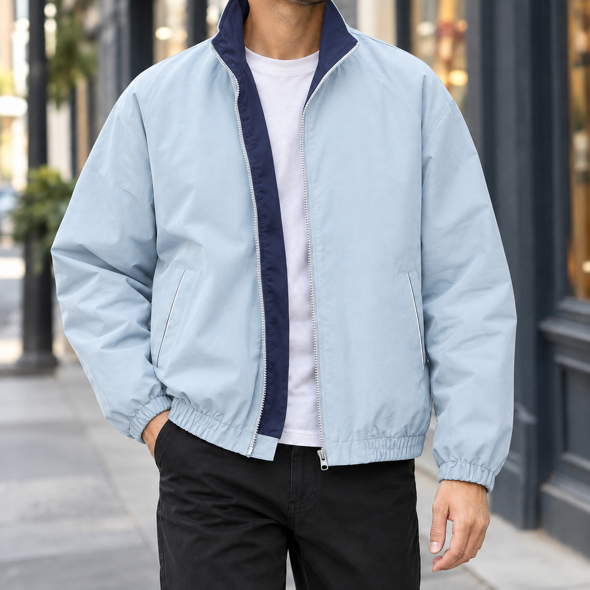 Kontrastjacke als vielseitige Ergänzung für lässige Alltagslooks
