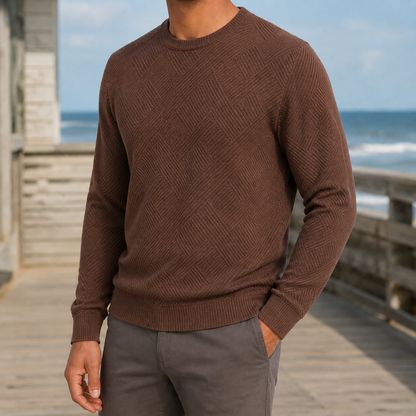 Strukturierter Pullover Mit Rundhalsausschnitt