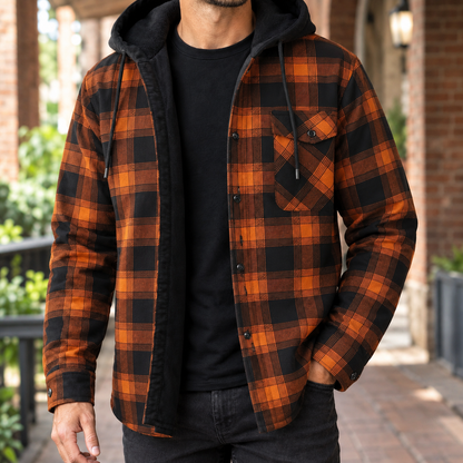 Karierte Jeansjacke Mit Kapuze