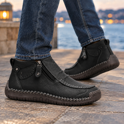 Knöchelhohe Stiefeletten Mit Strukturierter Lederoptik