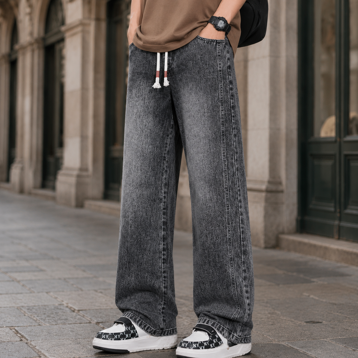 Relaxed Jeans Mit Weitem Bein Aus Baumwollmix