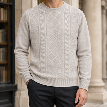 Strukturierter Strickpullover Mit Rautenmuster