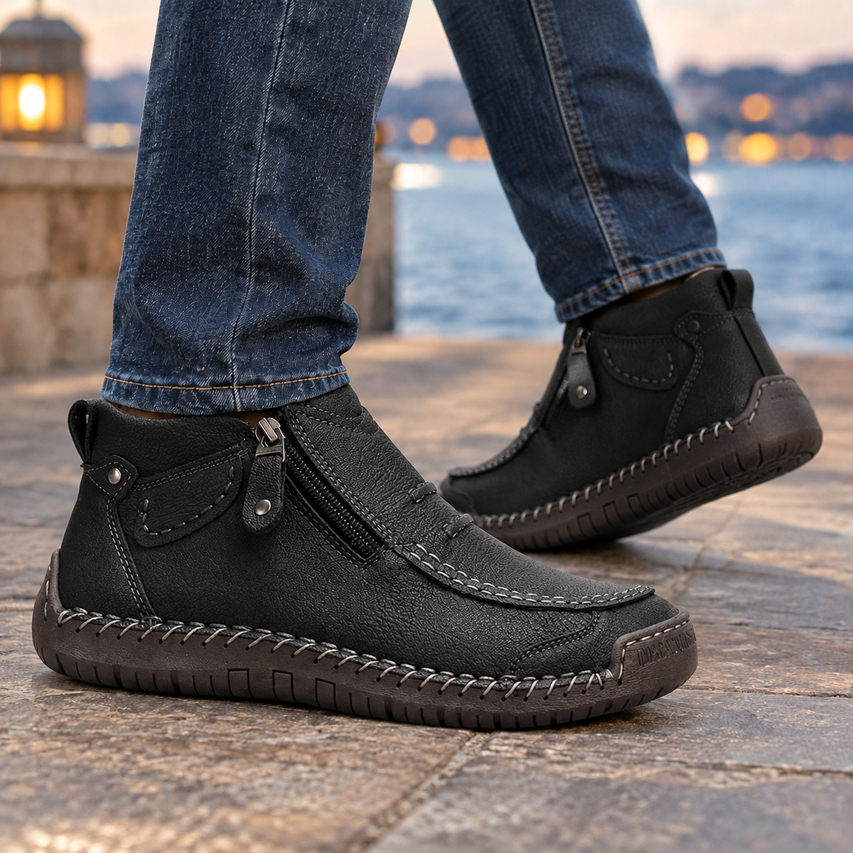 Ansicht der Stiefeletten von hinten mit hohem Schaft