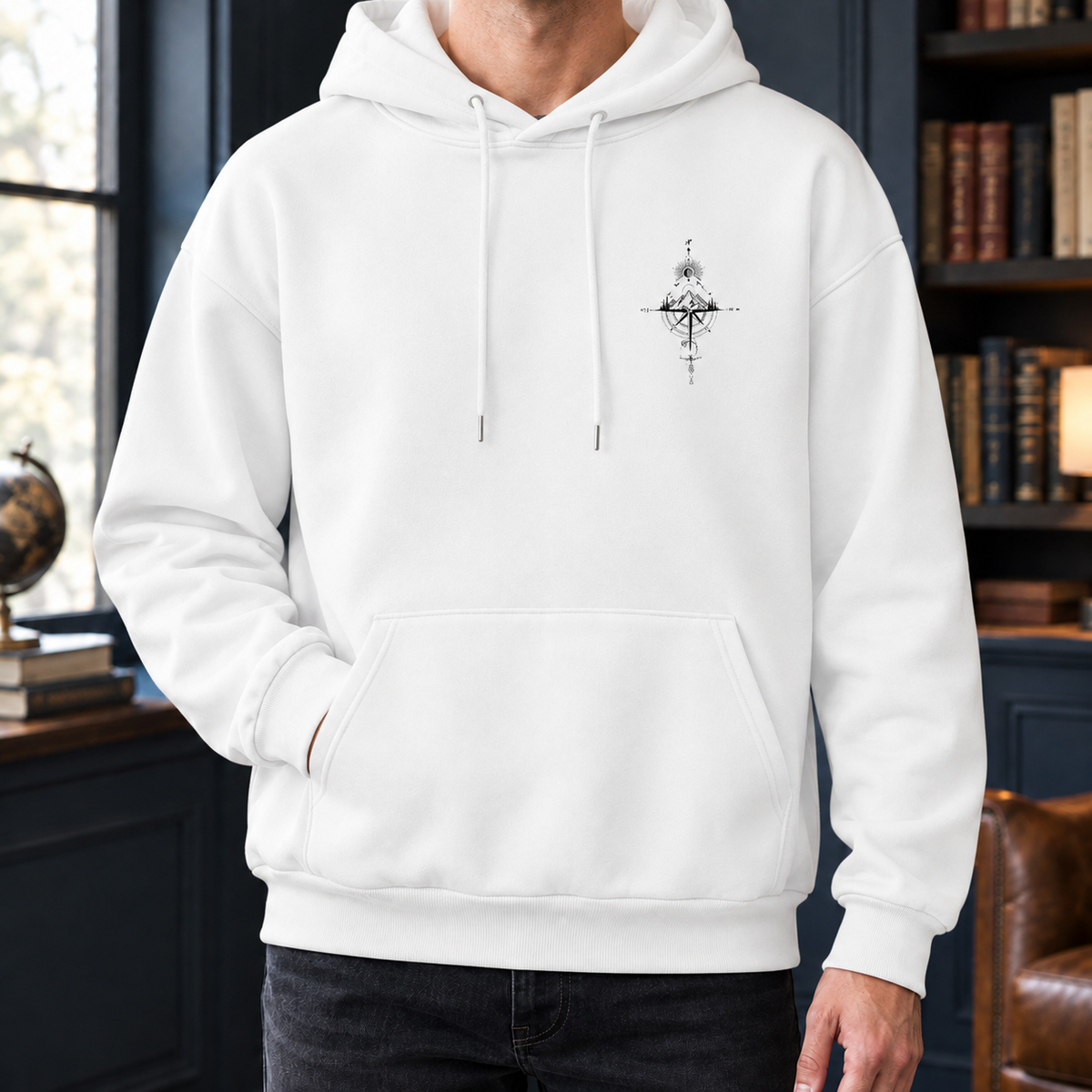 Nahaufnahme der Kapuze und des Ausschnitts am Hoodie