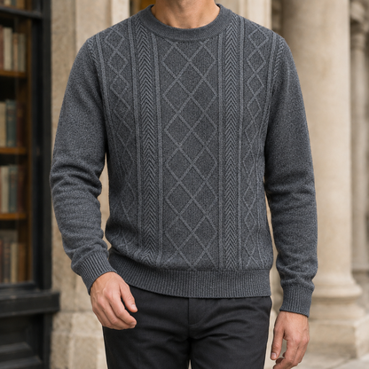 Strukturierter Strickpullover Mit Rautenmuster