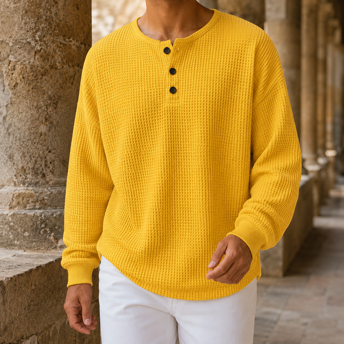 Waffelstrickpullover für Herren als lässiges Oberteil für den Alltag