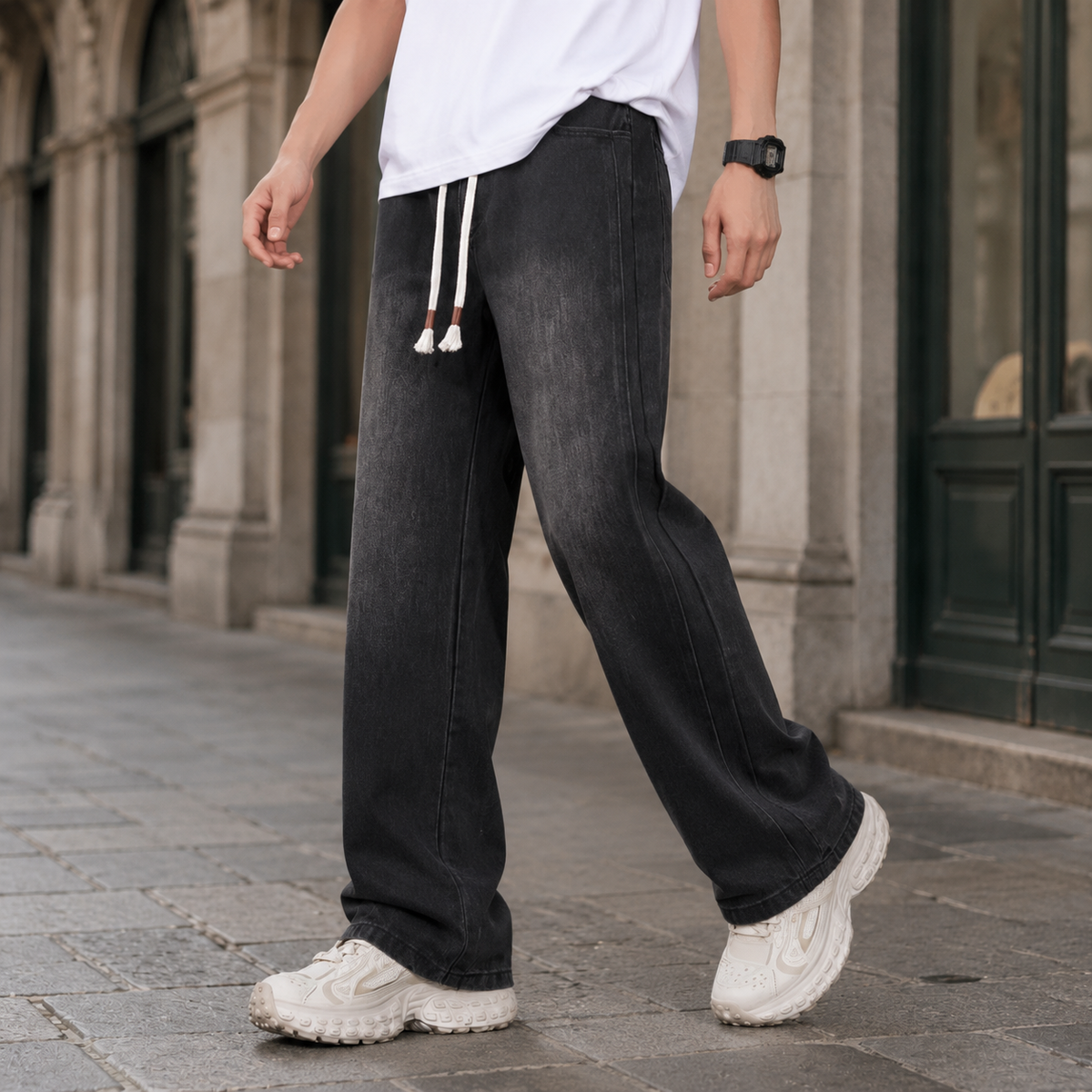 Damenjeans mit weitem Bein als vielseitiges Kleidungsstück für Alltagslooks