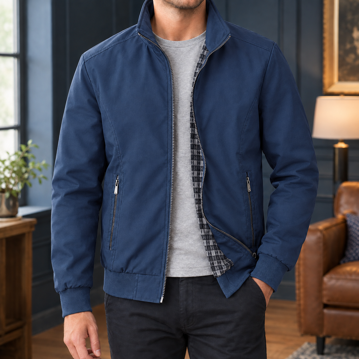 Reißverschlussjacke Mit Stehkragen Aus Webstoff
