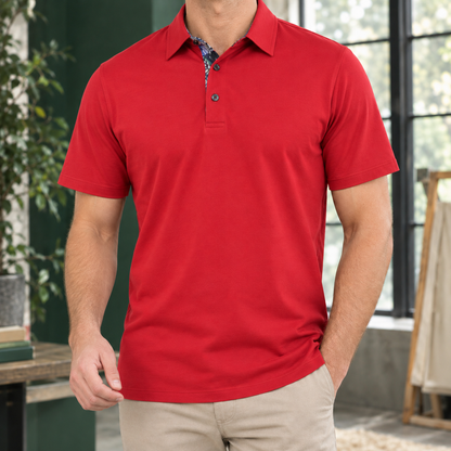 Rückansicht des kurzärmligen Herren-Polo-Shirts