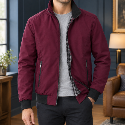 Reißverschlussjacke Mit Stehkragen Aus Webstoff