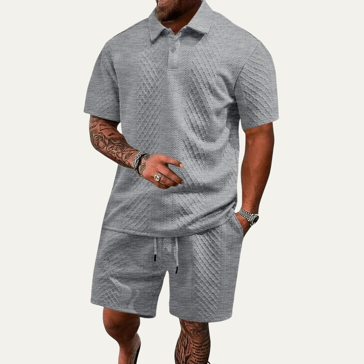 Herren Co-ord-Set mit kurzärmeligem Polo und passenden Shorts