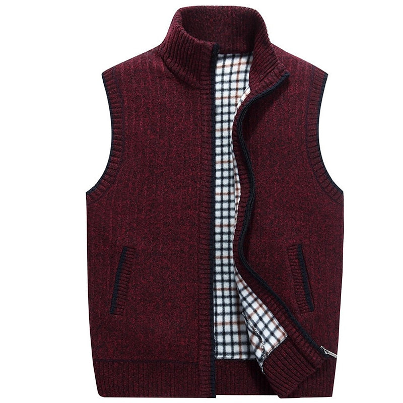 Men's Knit Vest With Stand-Up Collar