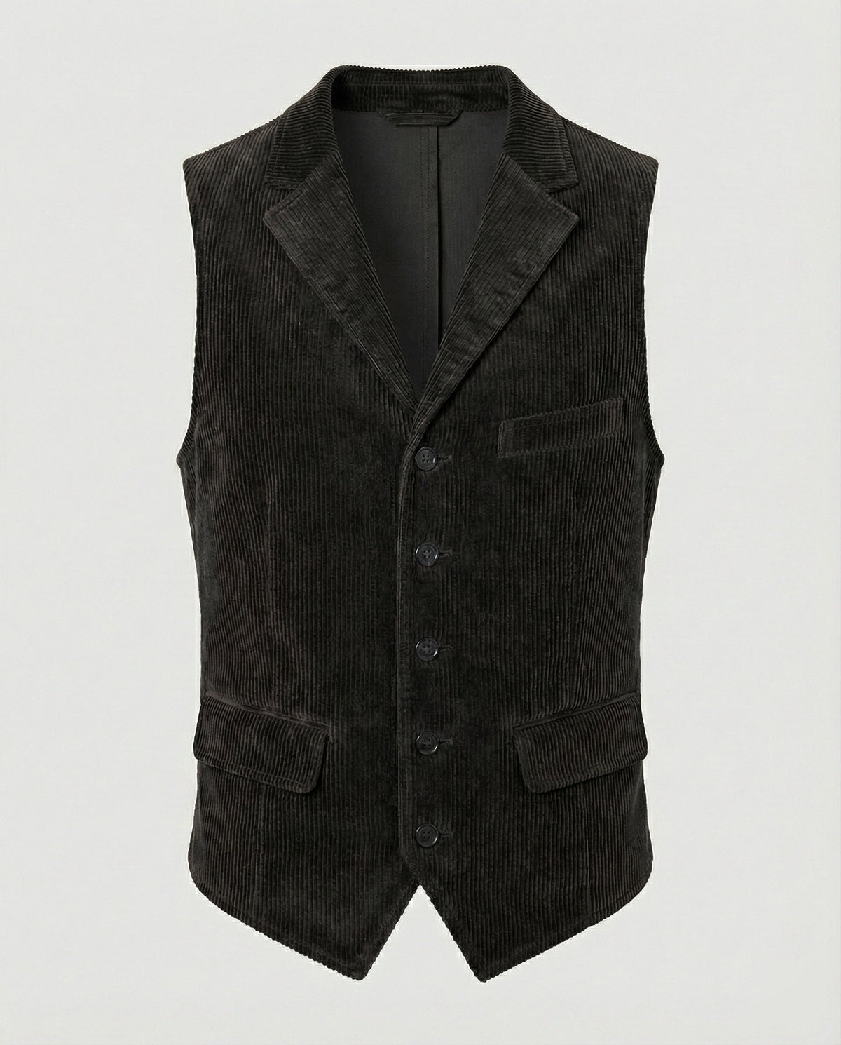 Klassische Herrenweste aus Cord in vollständiger Ansicht