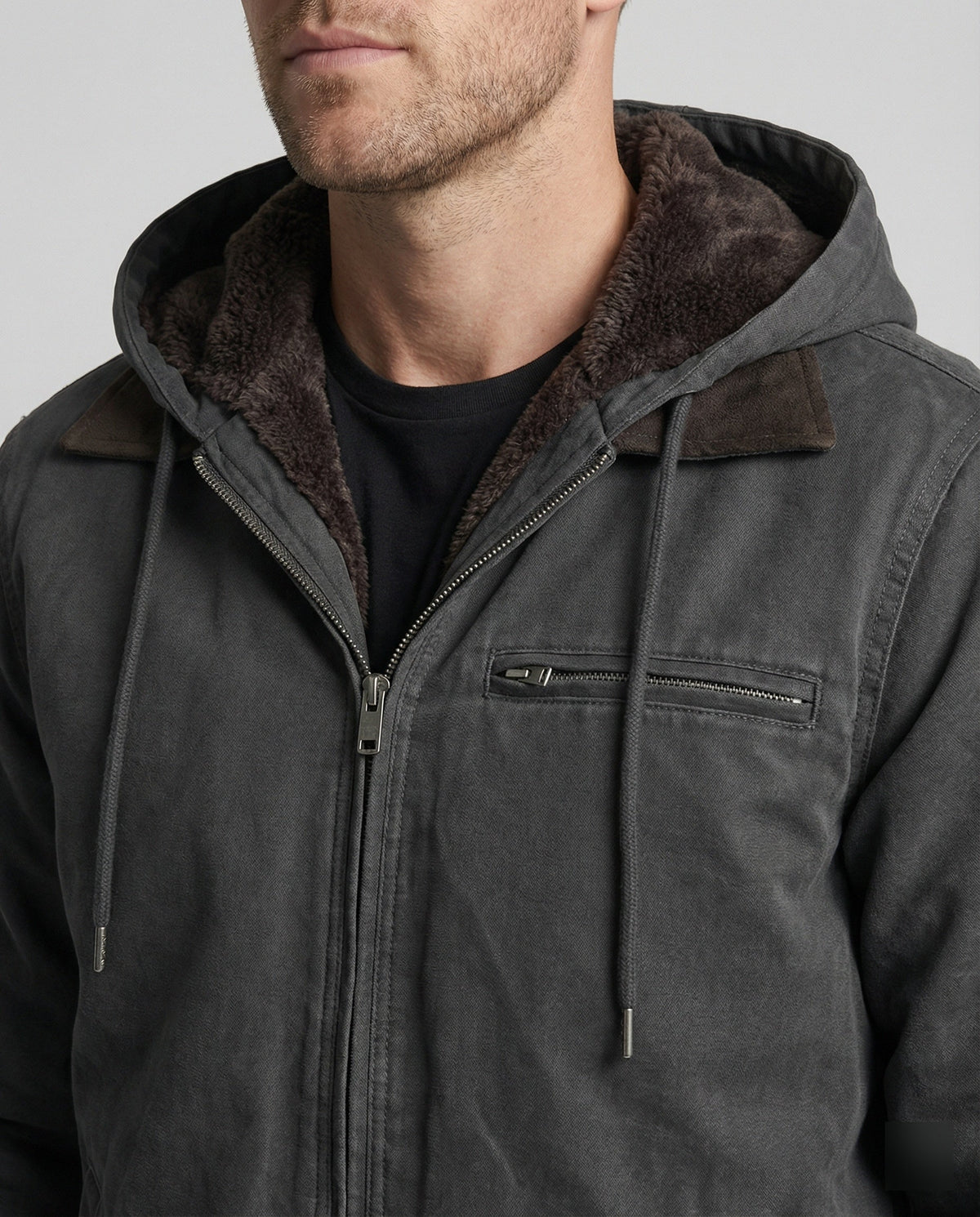Herren-Outdoor-Jacke mit geschlossenem Reißverschluss
