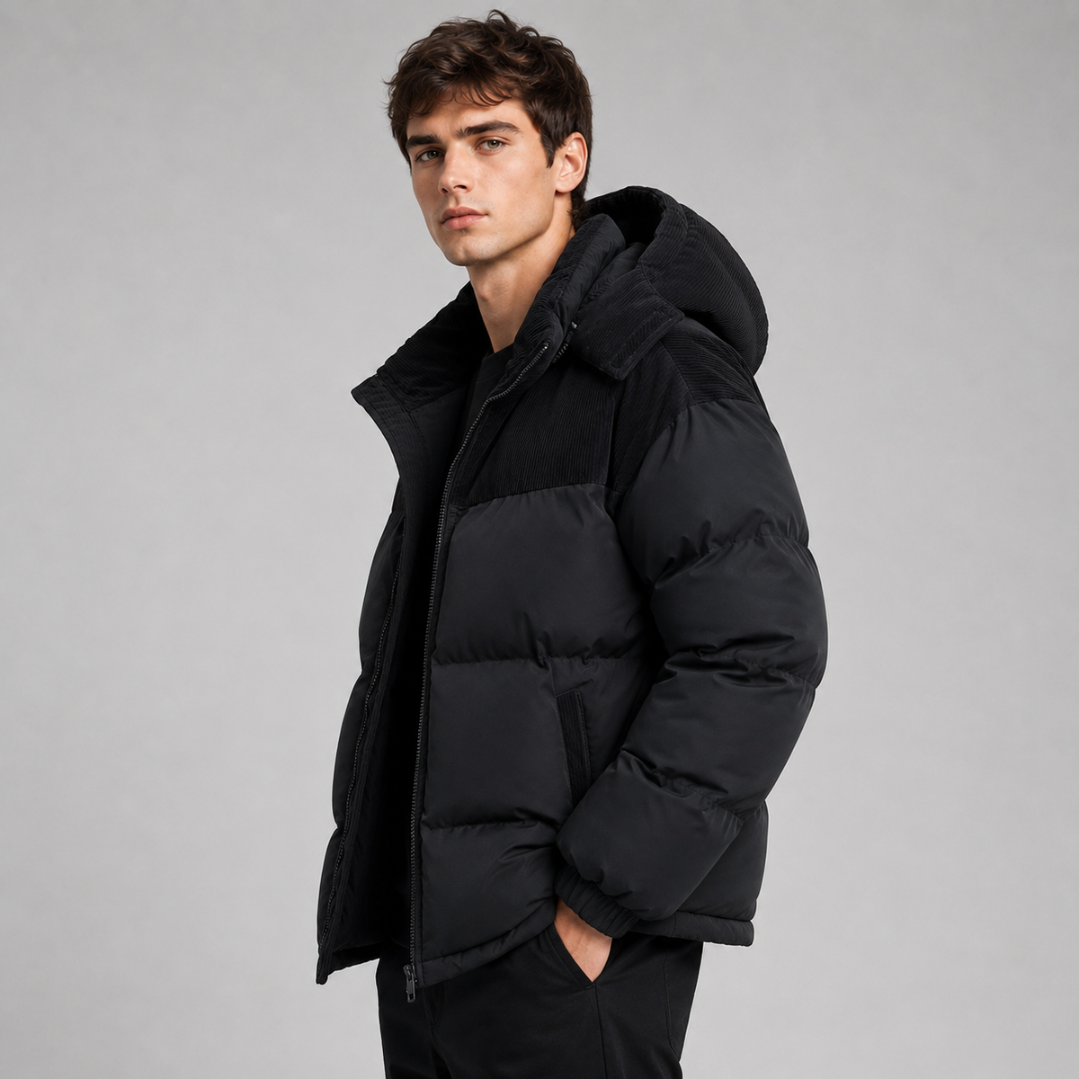 Herrenjacke mit Kapuze und lässiger Oversized-Silhouette