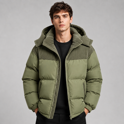 Oversized Herren-Steppjacke in der Rückansicht