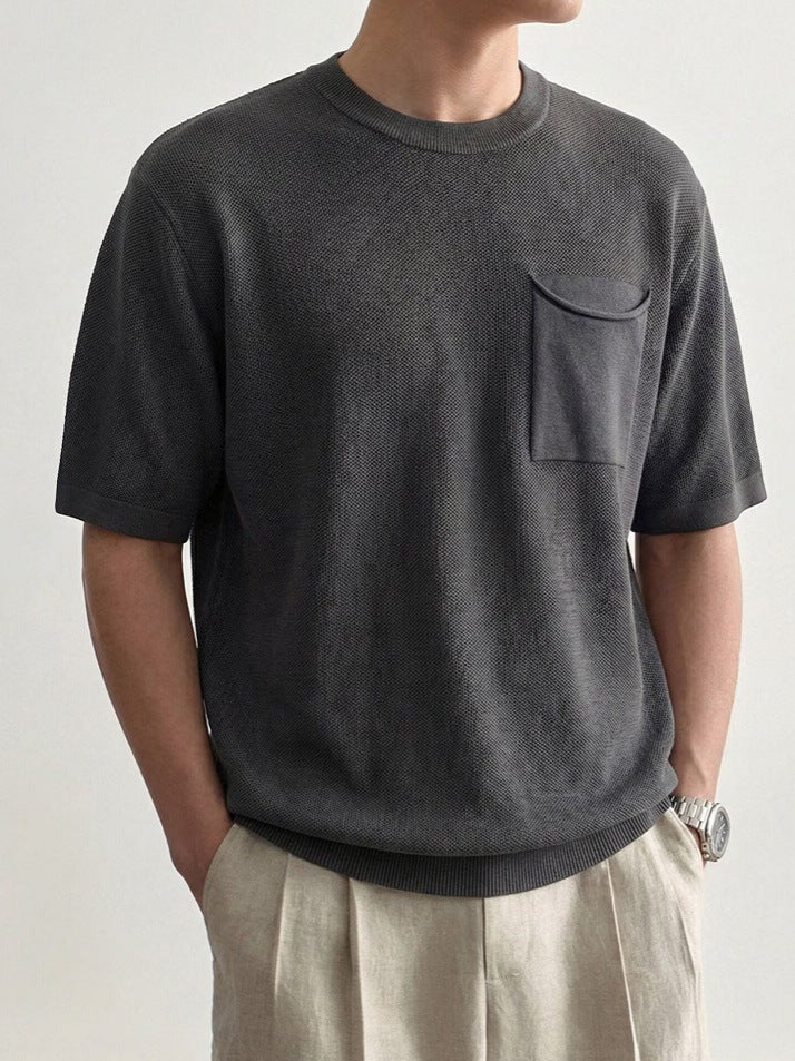 Rückansicht des strukturierten Freizeitshirts mit lässiger Passform