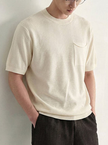 Vorderansicht des strukturierten Freizeitshirts mit klassischem Polokragen