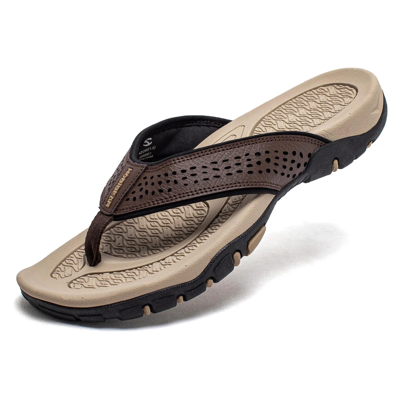 Herren-Zehensandalen mit breiten Riemen und griffiger Laufsohle
