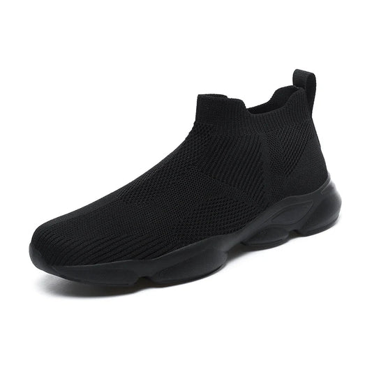 Schwarze High-Top-Sneakers für Herren mit heller Laufsohle