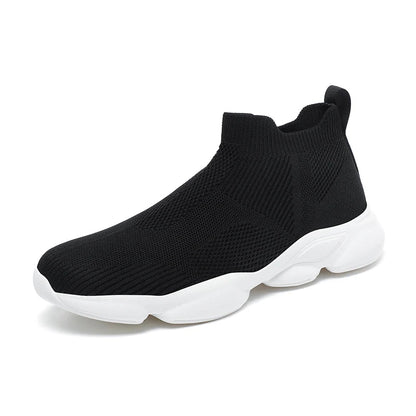 Detailaufnahme des gestrickten Schafts der Herren Sneakers in Schwarz