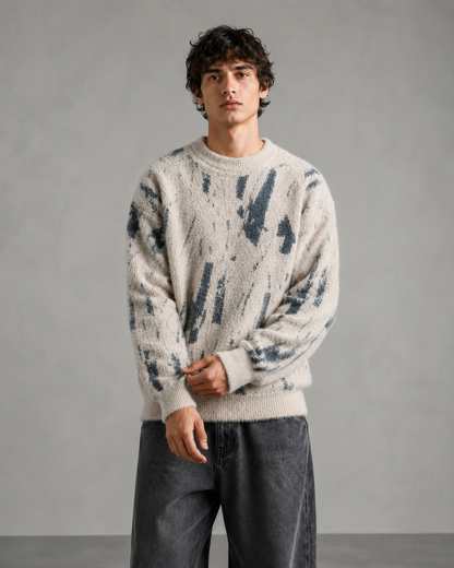 Herrenpullover mit lockerem Schnitt und abstraktem Muster