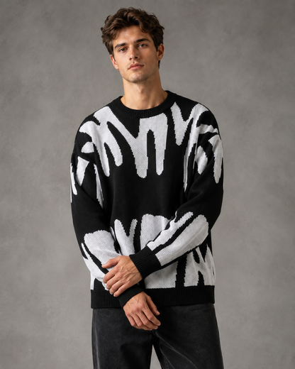 Relaxed-Fit-Strickpullover mit Rundhalsausschnitt