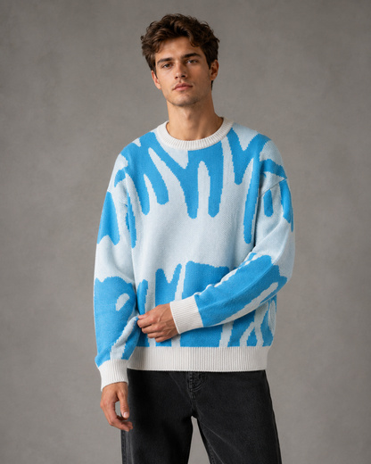 Herren Strickpullover Mit Abstraktem Muster Und Relaxed Fit
