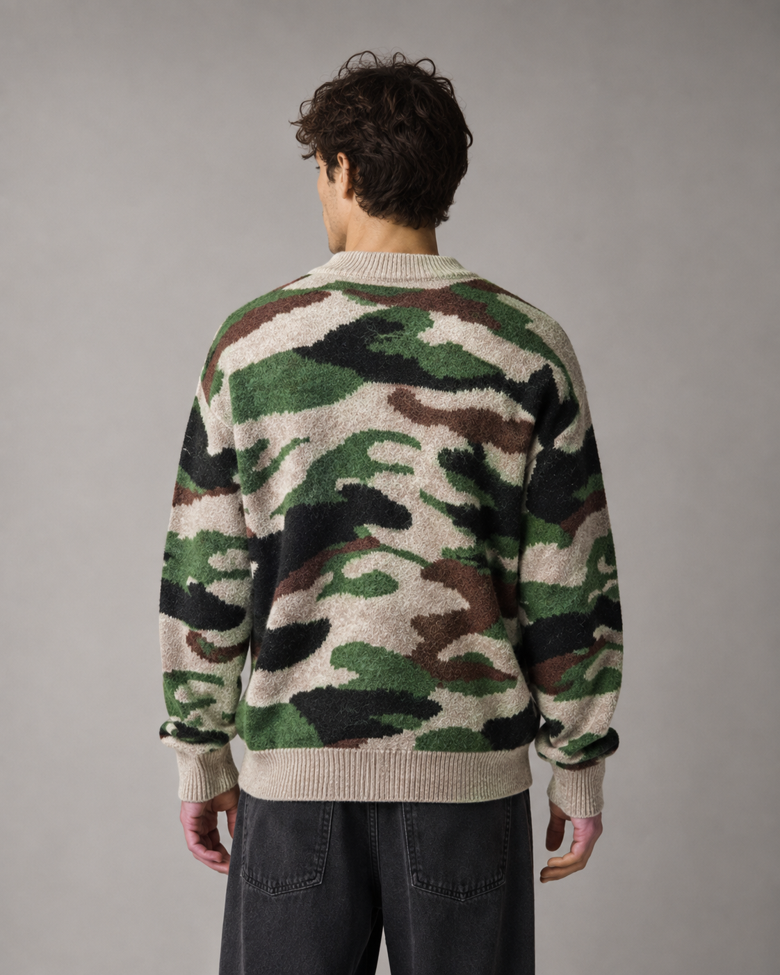Camouflage-Strickpullover für Herren mit lässiger Passform