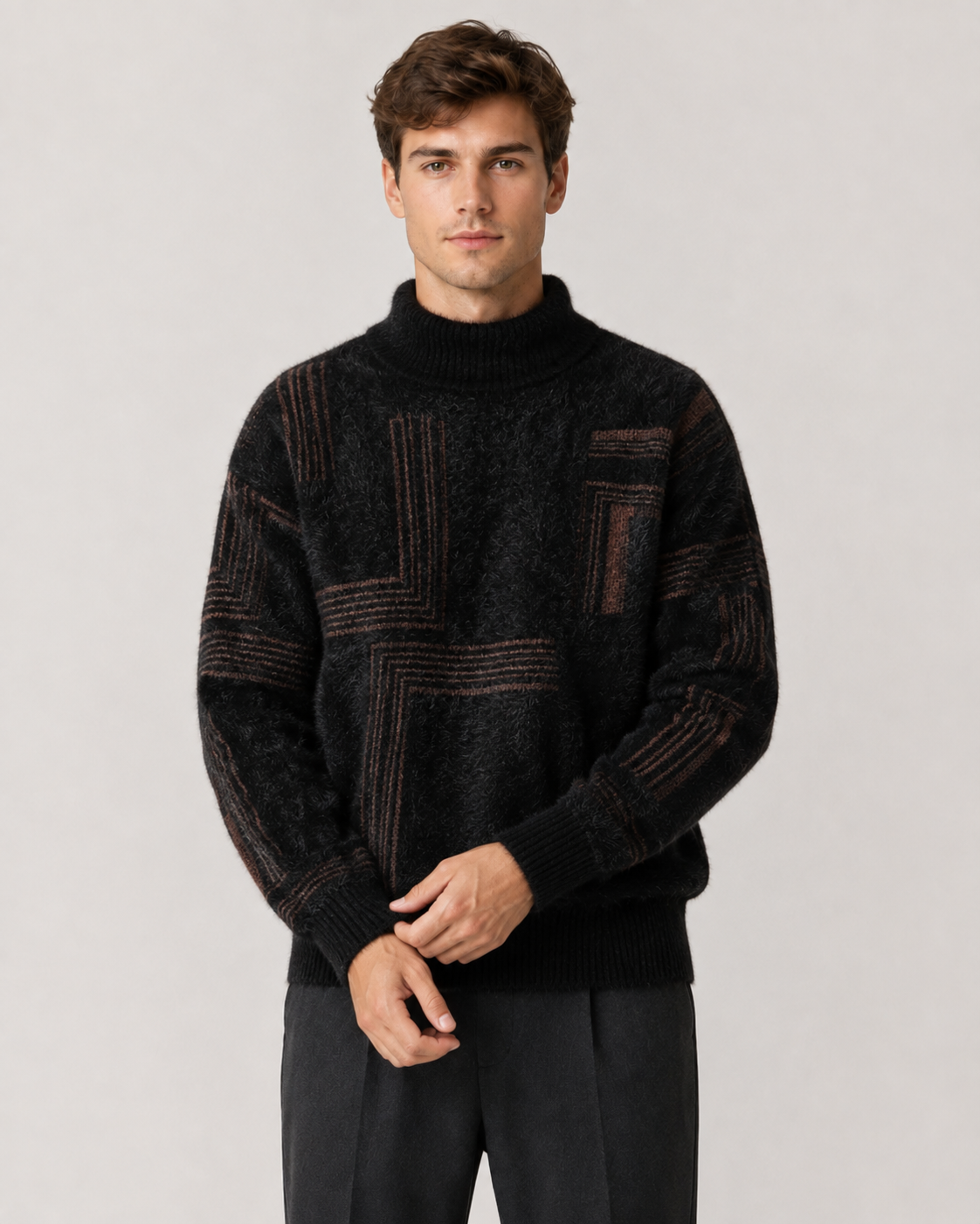Strickpullover für Herren mit modernem geometrischem Muster