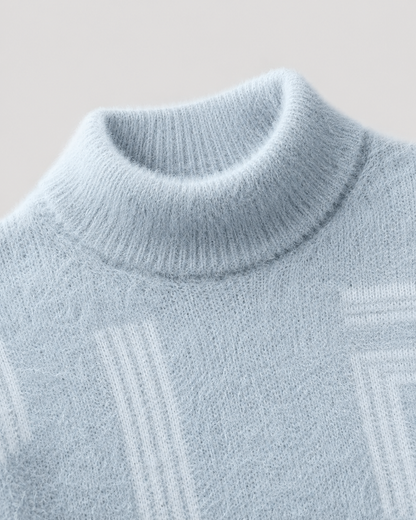 Rückansicht des Herren-Strickpullovers mit geometrischem Muster
