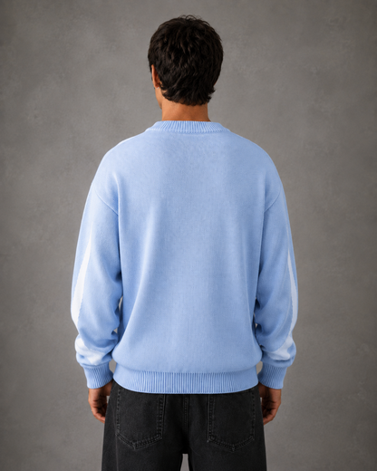 Strickpullover für Herren mit Rundhalsausschnitt und Grafik